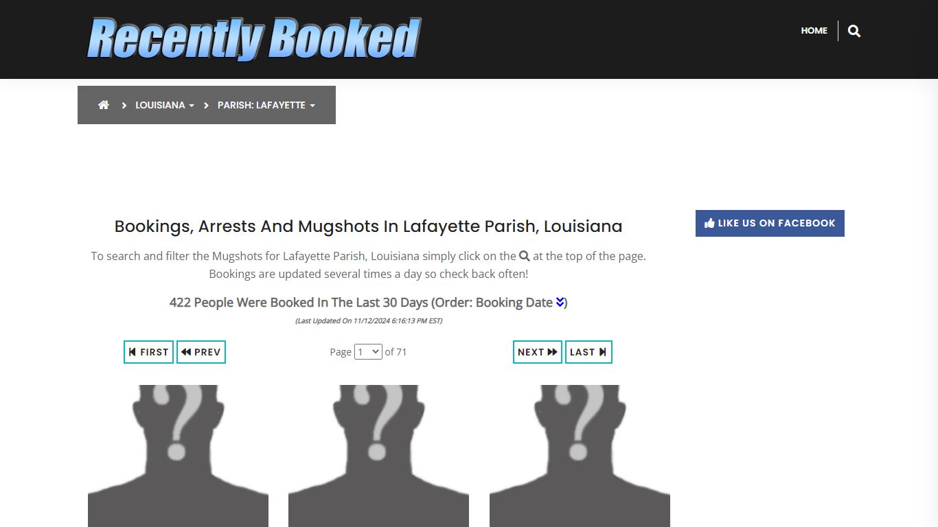 Bookings, Arrests and Mugshots in Lafayette Parish, Louisiana