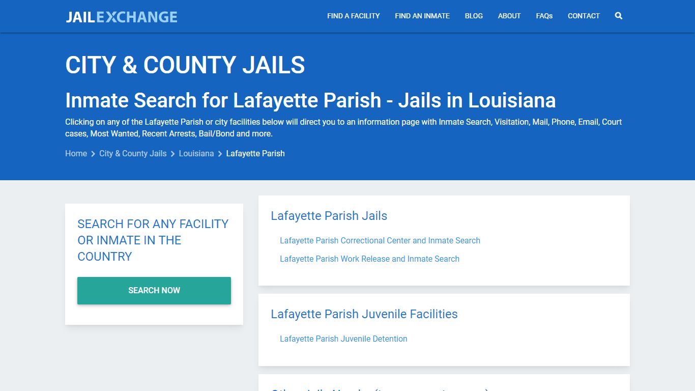 Inmate Search for Lafayette Parish | Jails in Louisiana - Jail Exchange